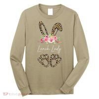 Womens Lunch Lady Bunny Leopard Flowers Easter Gifts Long Sleeve Shirt thumb 0