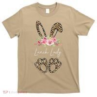 Womens Lunch Lady Bunny Leopard Flowers Easter Gifts T-Shirt thumb 0
