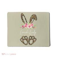 Womens Lunch Lady Bunny Leopard Flowers Easter Gifts Mousepad thumb 0