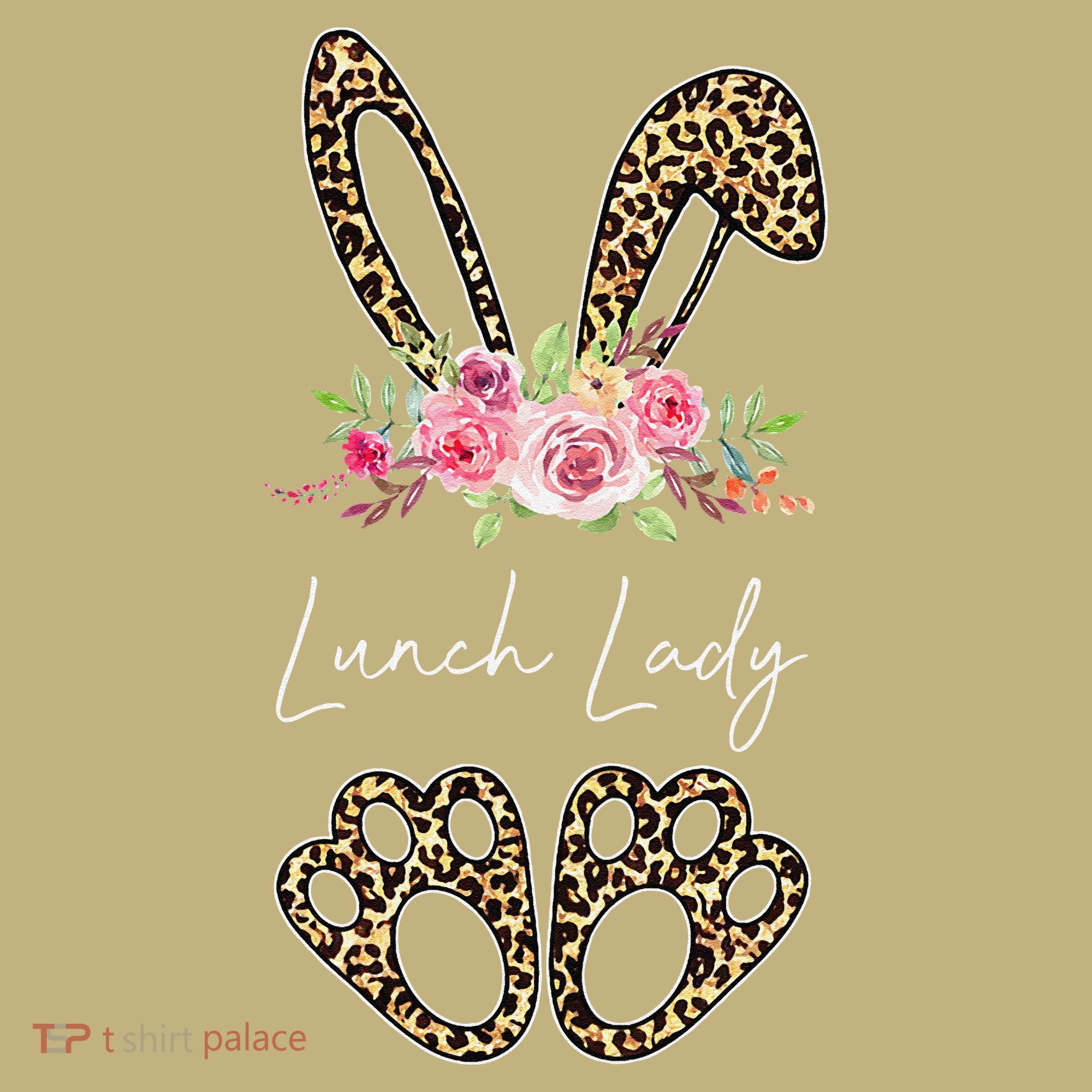 Womens Lunch Lady Bunny Leopard Flowers Easter Gifts Mousepad