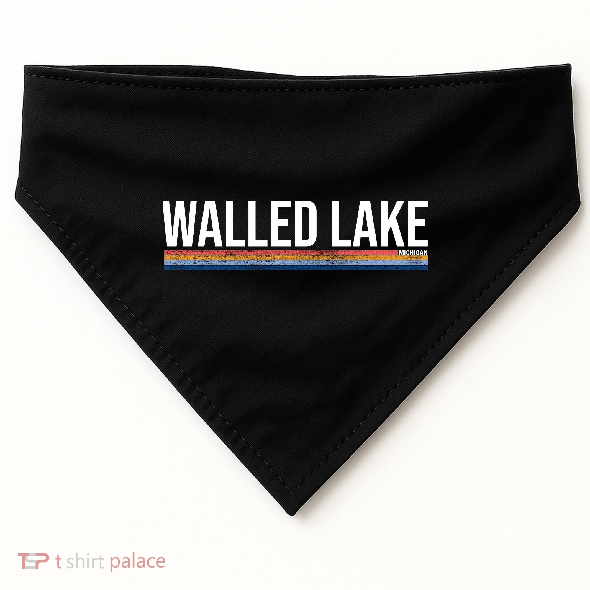 Walled Lake Michigan Retro USA-Made Doggie Bandana