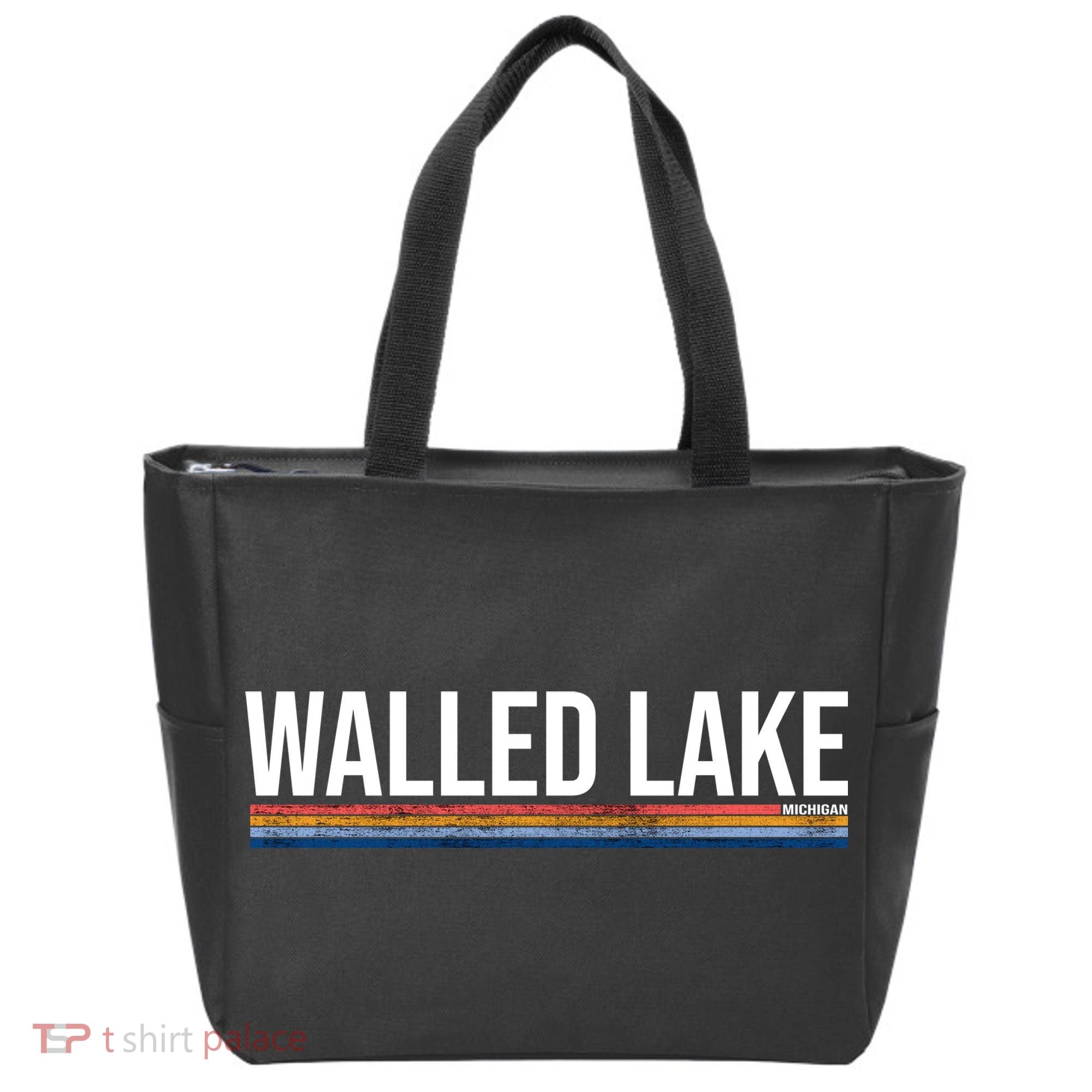 Walled Lake Michigan Retro Tote Bag