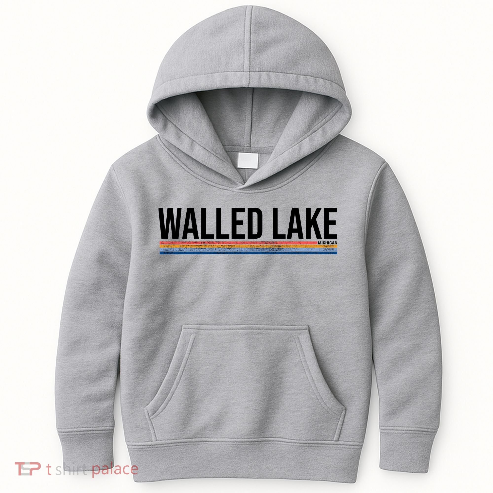 Walled Lake Michigan Retro Kids Hoodie
