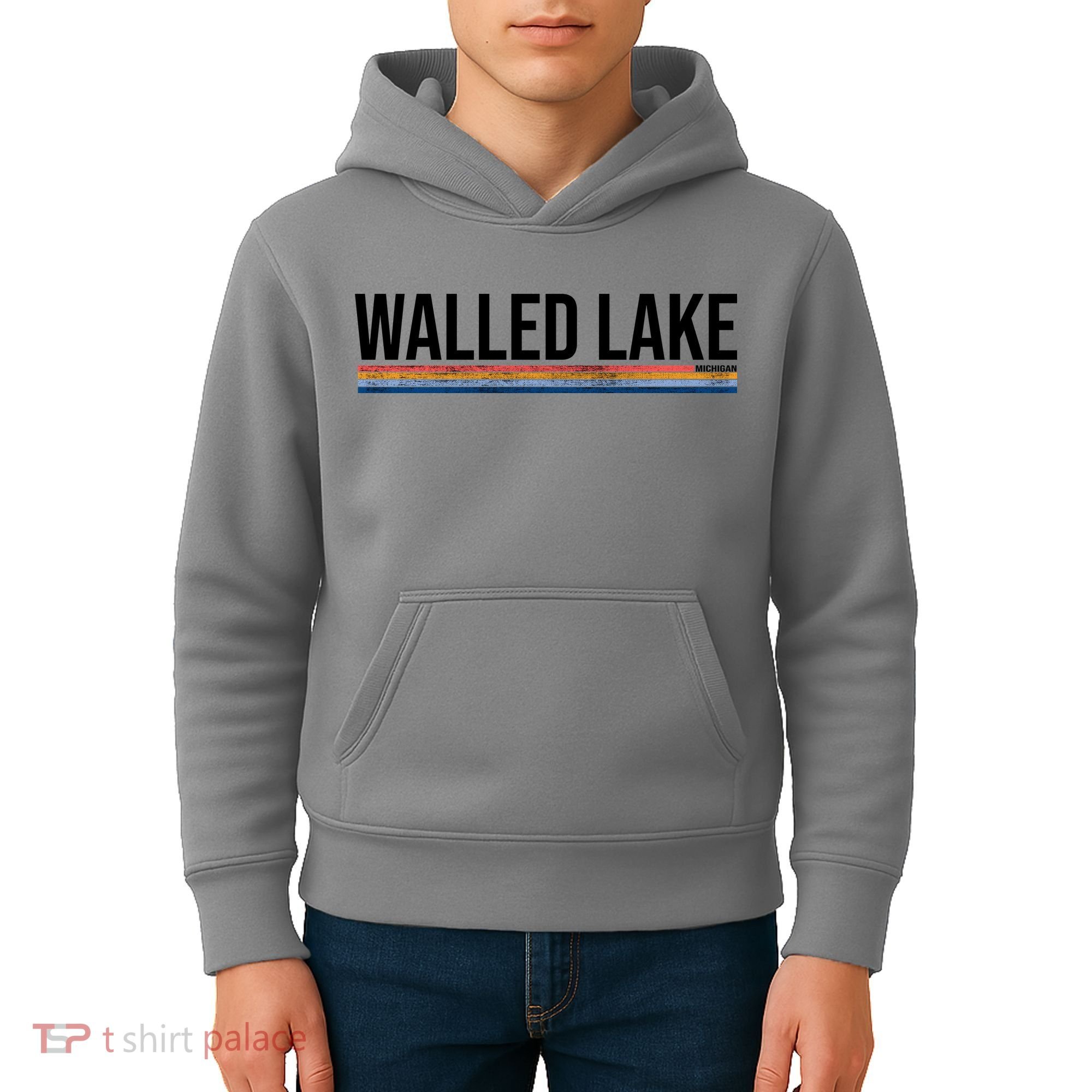 Walled Lake Michigan Retro Kids Hoodie