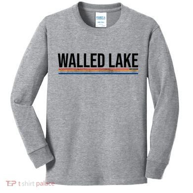 Walled Lake Michigan Retro Kids Long Sleeve Shirt