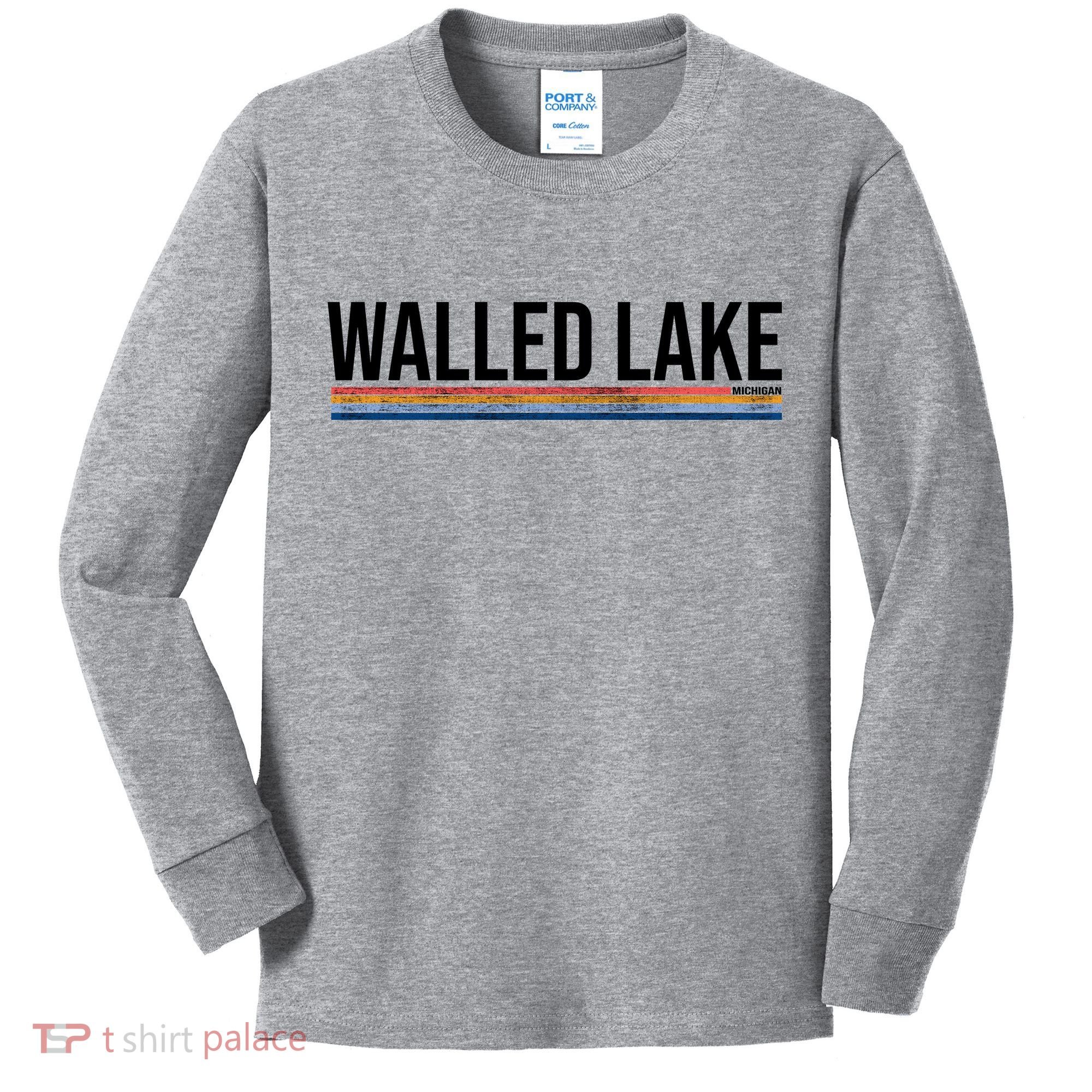 Walled Lake Michigan Retro Kids Long Sleeve Shirt