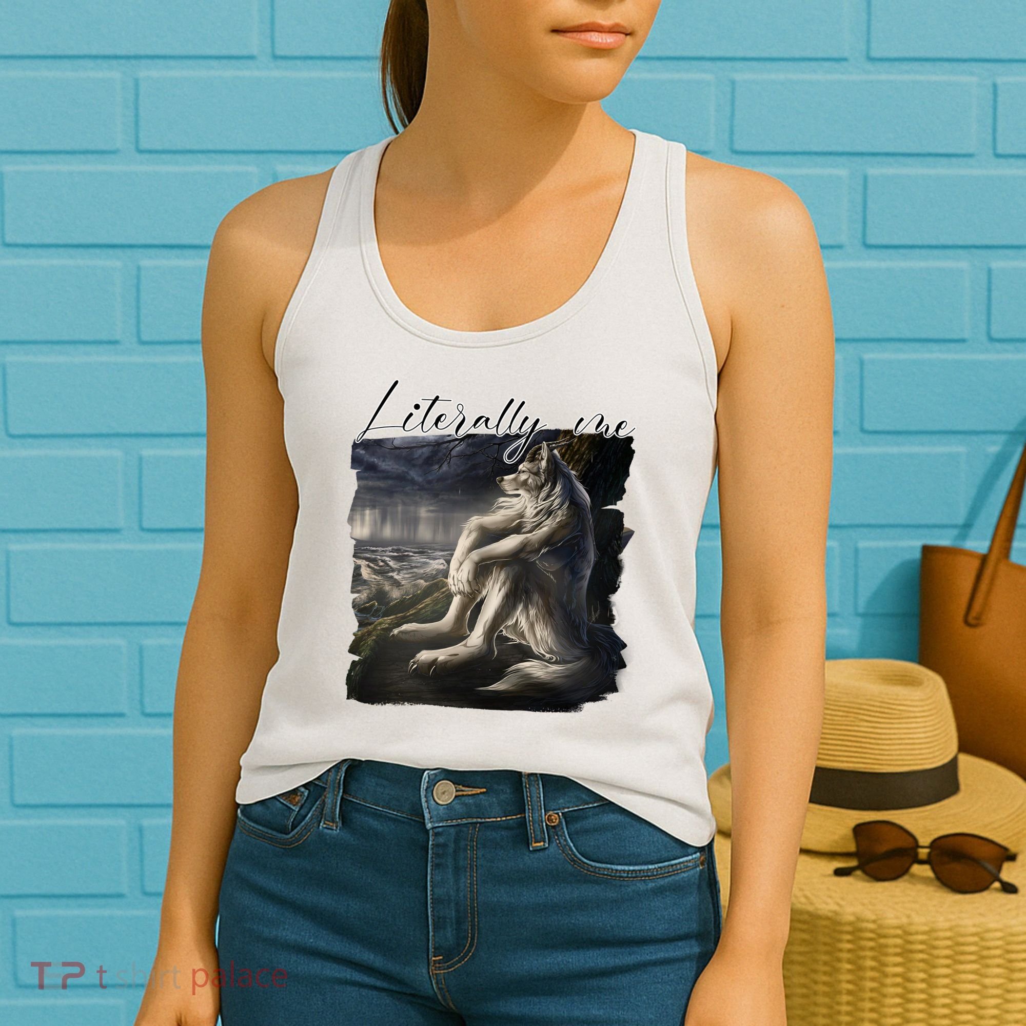 Wolf Literally Me Funny Meme Women's Tank Top