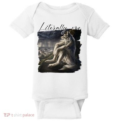 Wolf Literally Me Funny Meme Baby Bodysuit