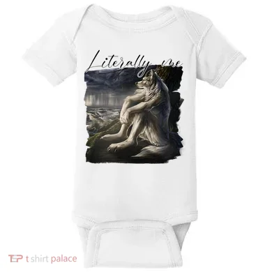 Wolf Literally Me Funny Meme Baby Bodysuit