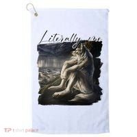 Wolf Literally Me Funny Meme Golf Towel thumb 0