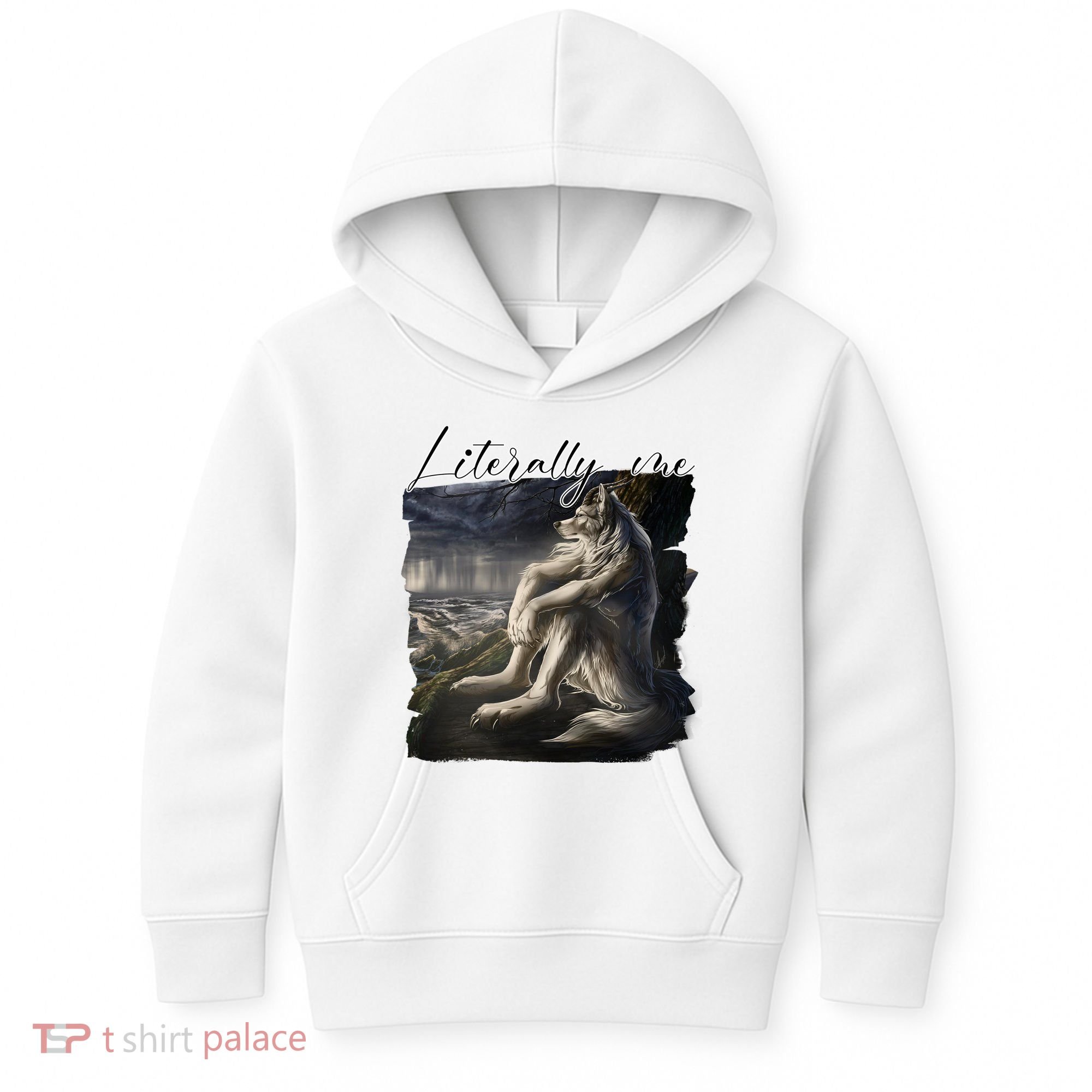 Wolf Literally Me Funny Meme Kids Hoodie