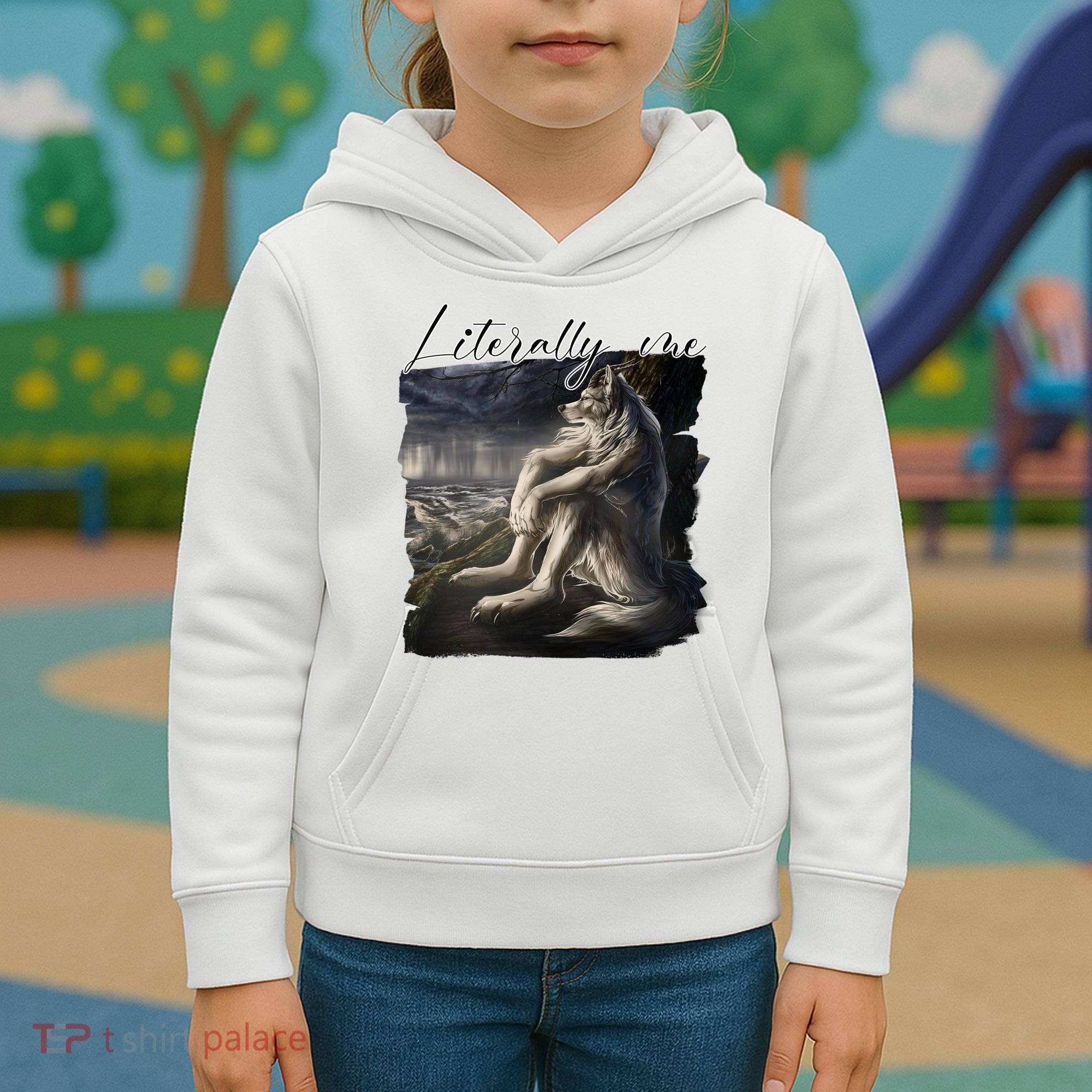 Wolf Literally Me Funny Meme Kids Hoodie