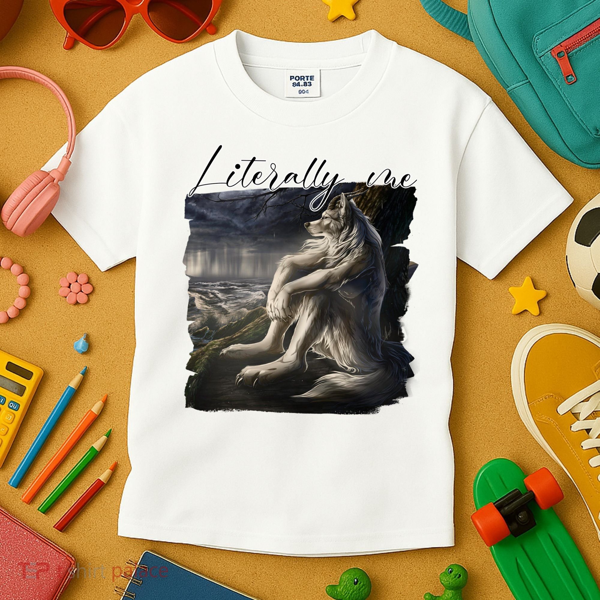Wolf Literally Me Funny Meme Kids T-Shirt
