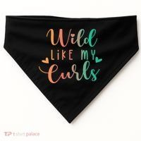 Wild Like My Curls Funny Curly Hair Le Tie Dye USA-Made Doggie Bandana thumb 0
