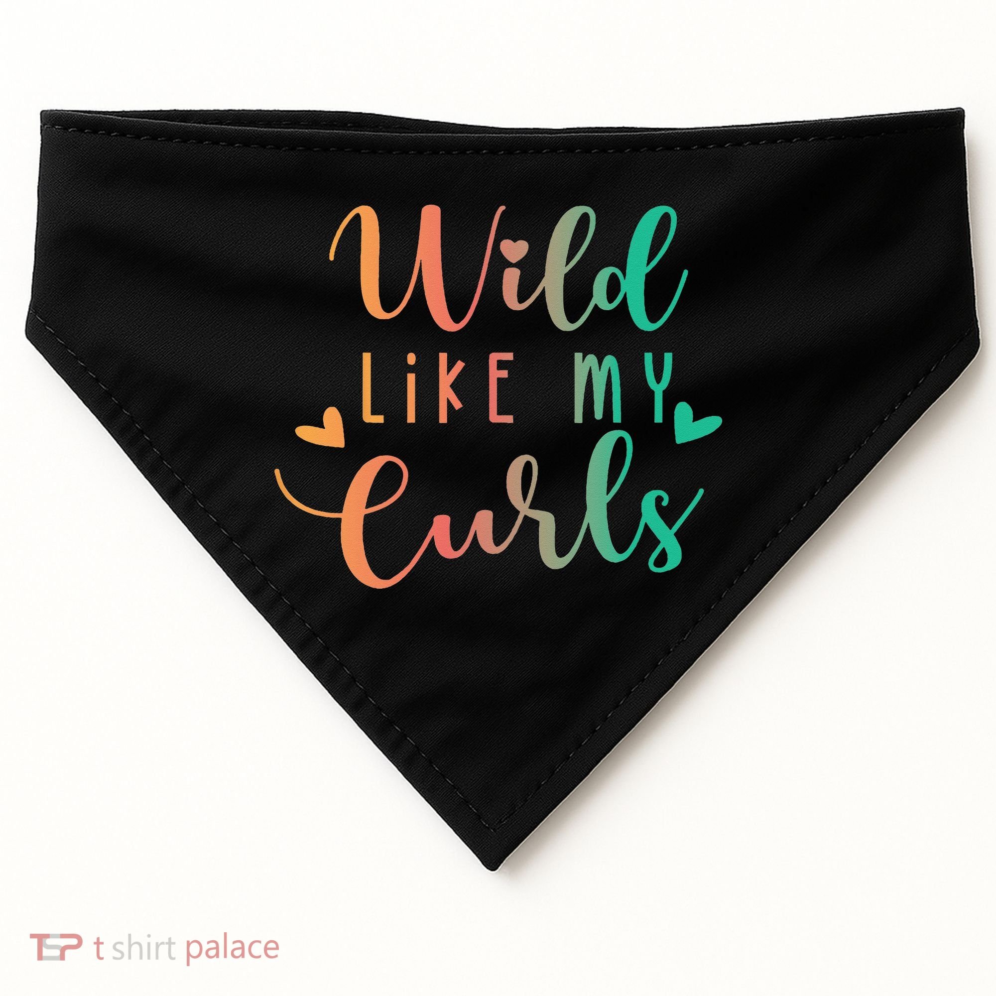Wild Like My Curls Funny Curly Hair Le Tie Dye USA-Made Doggie Bandana