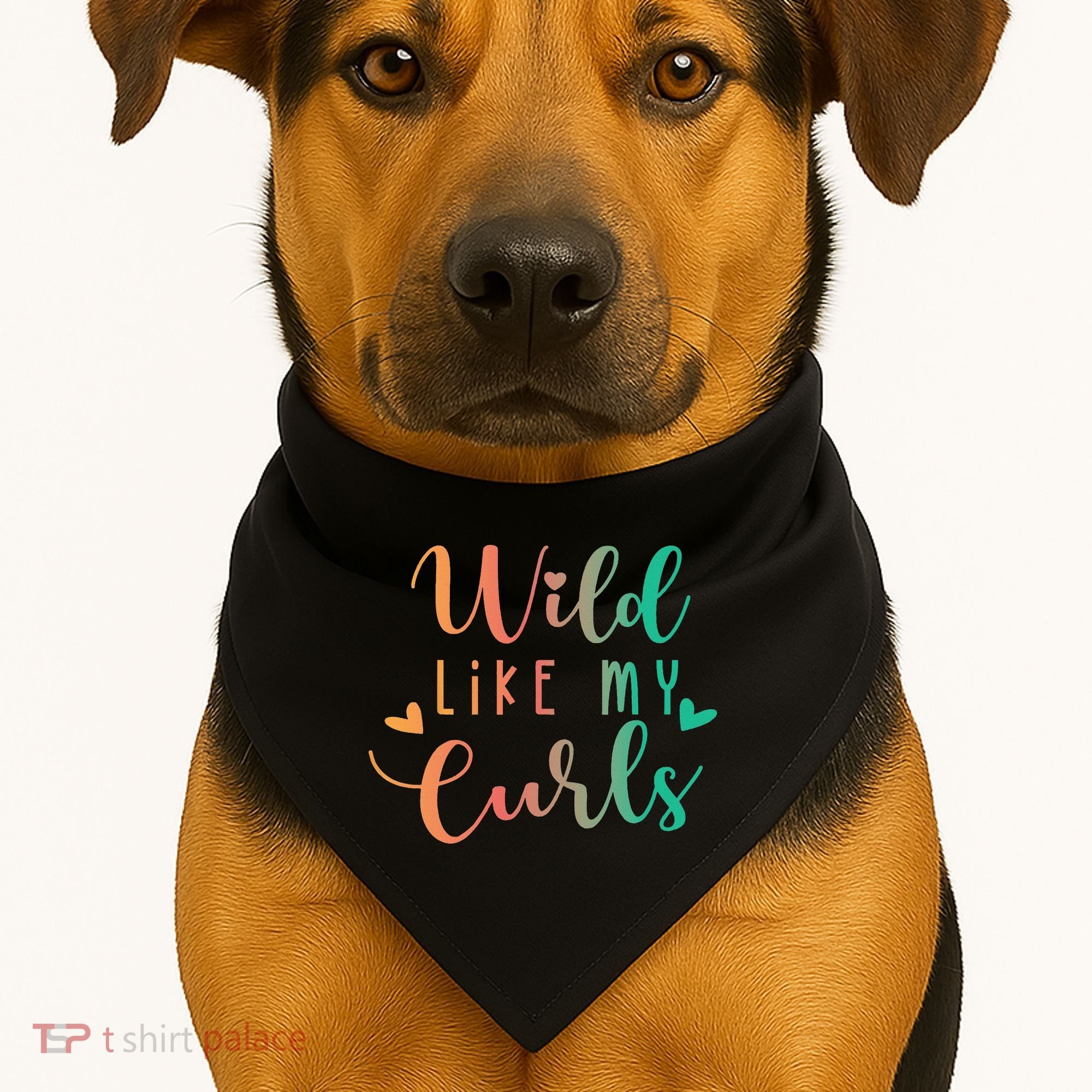 Wild Like My Curls Funny Curly Hair Le Tie Dye USA-Made Doggie Bandana