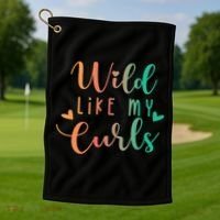 Wild Like My Curls Funny Curly Hair Le Tie Dye Golf Towel thumb 1