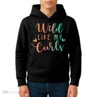 Wild Like My Curls Funny Curly Hair Le Tie Dye Kids Hoodie thumb 4