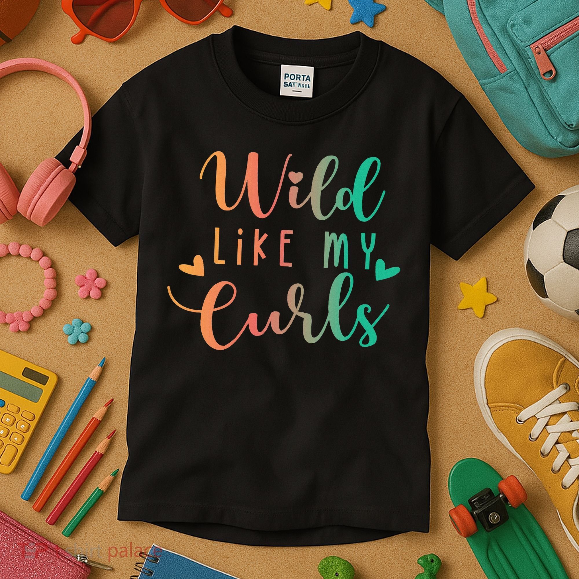 Wild Like My Curls Funny Curly Hair Le Tie Dye Kids T-Shirt