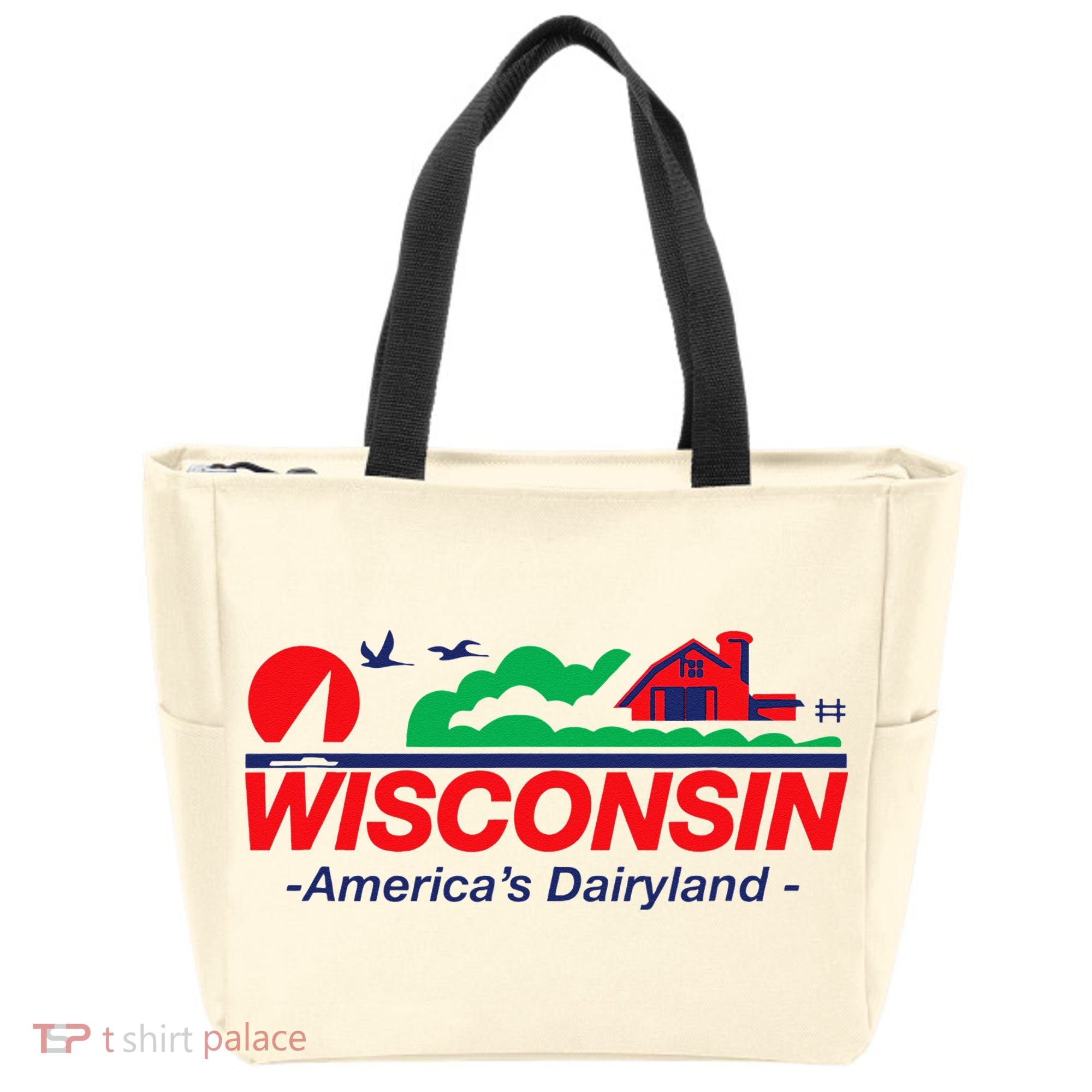 Wisconsin License Plate Americas Dairyland Tote Bag