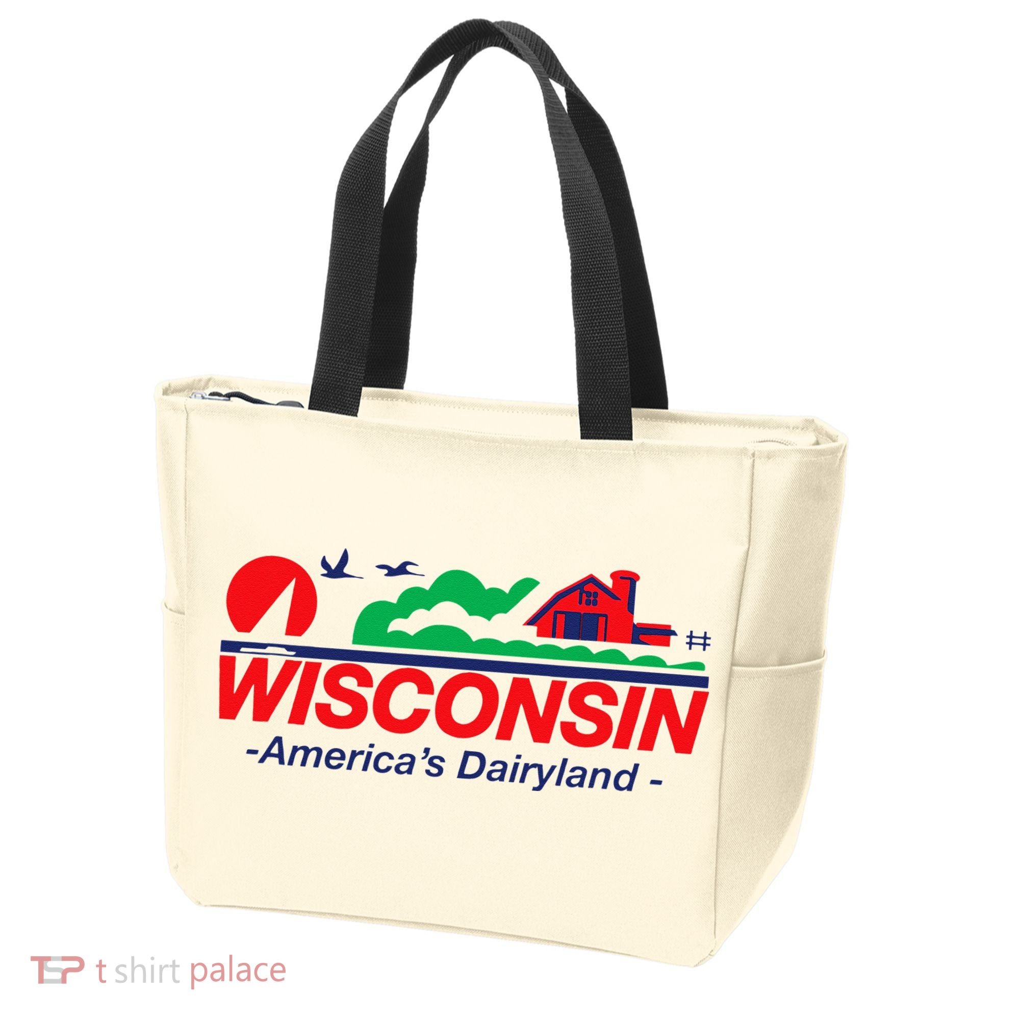 Wisconsin License Plate Americas Dairyland Tote Bag