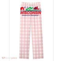 Wisconsin License Plate Americas Dairyland Women's Flannel Plaid Pajama Pants thumb 0