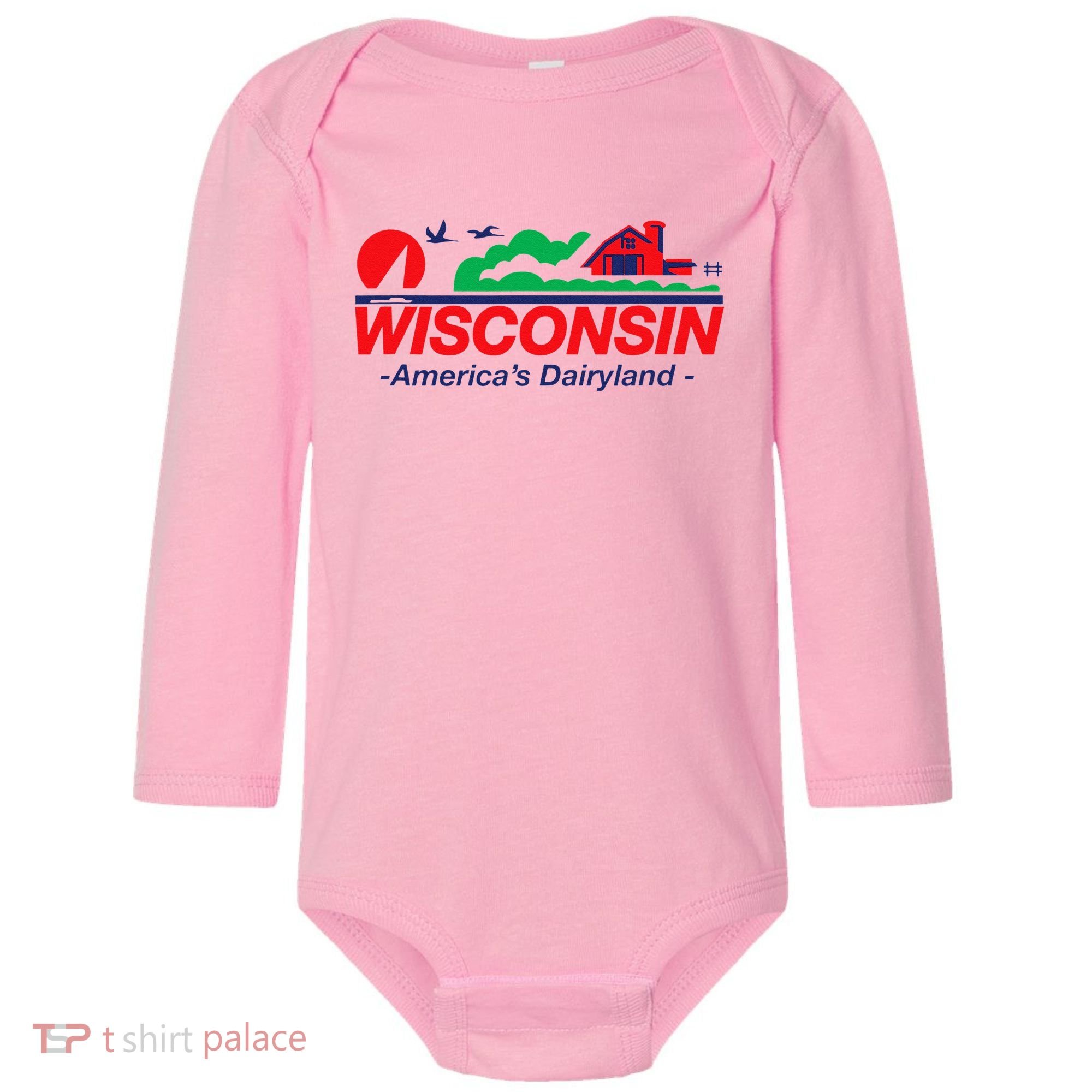 Wisconsin License Plate Americas Dairyland Baby Long Sleeve Bodysuit