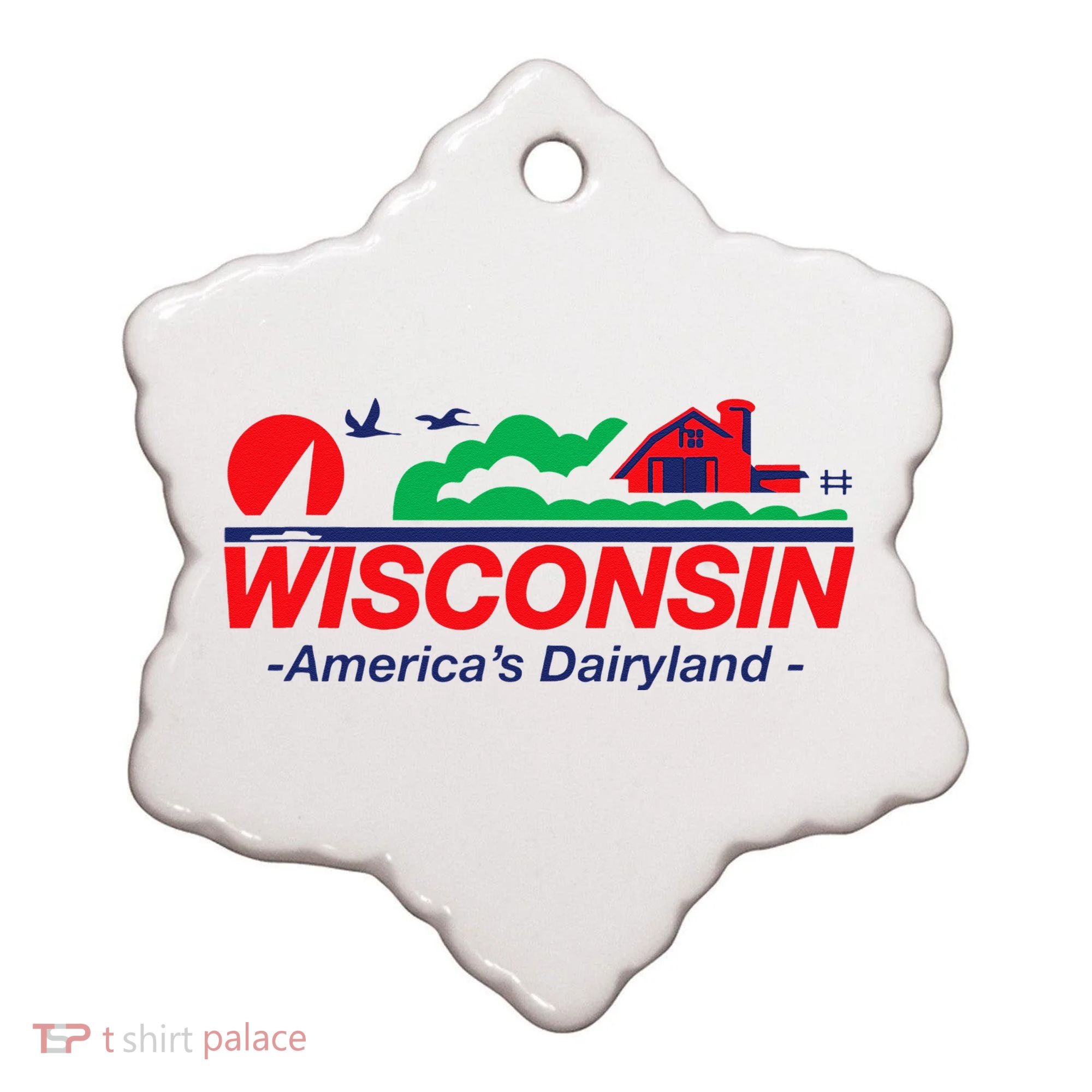Wisconsin License Plate Americas Dairyland Ceramic Ornament