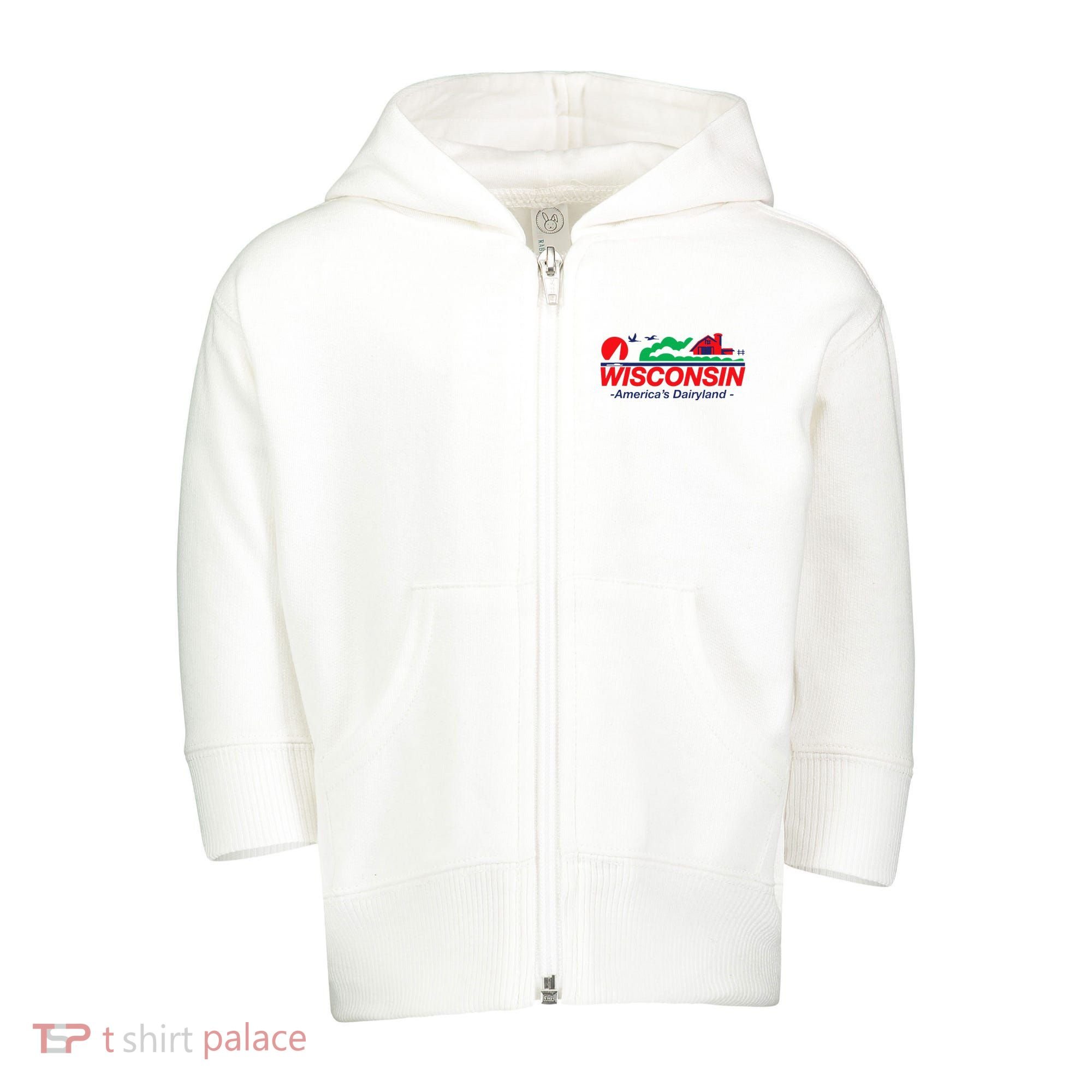 Wisconsin License Plate Americas Dairyland Toddler Zip Fleece Hoodie