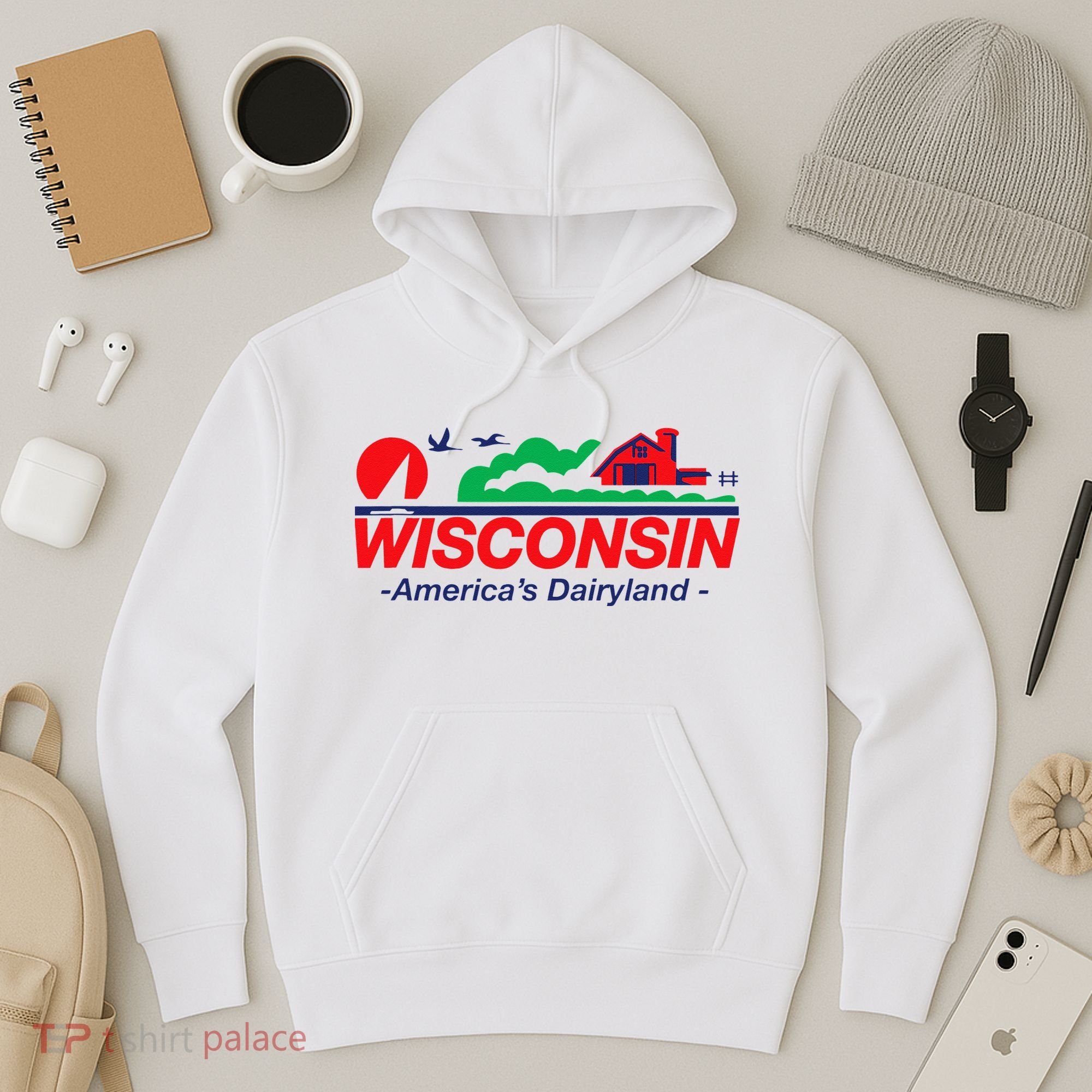 Wisconsin License Plate Americas Dairyland Hoodie