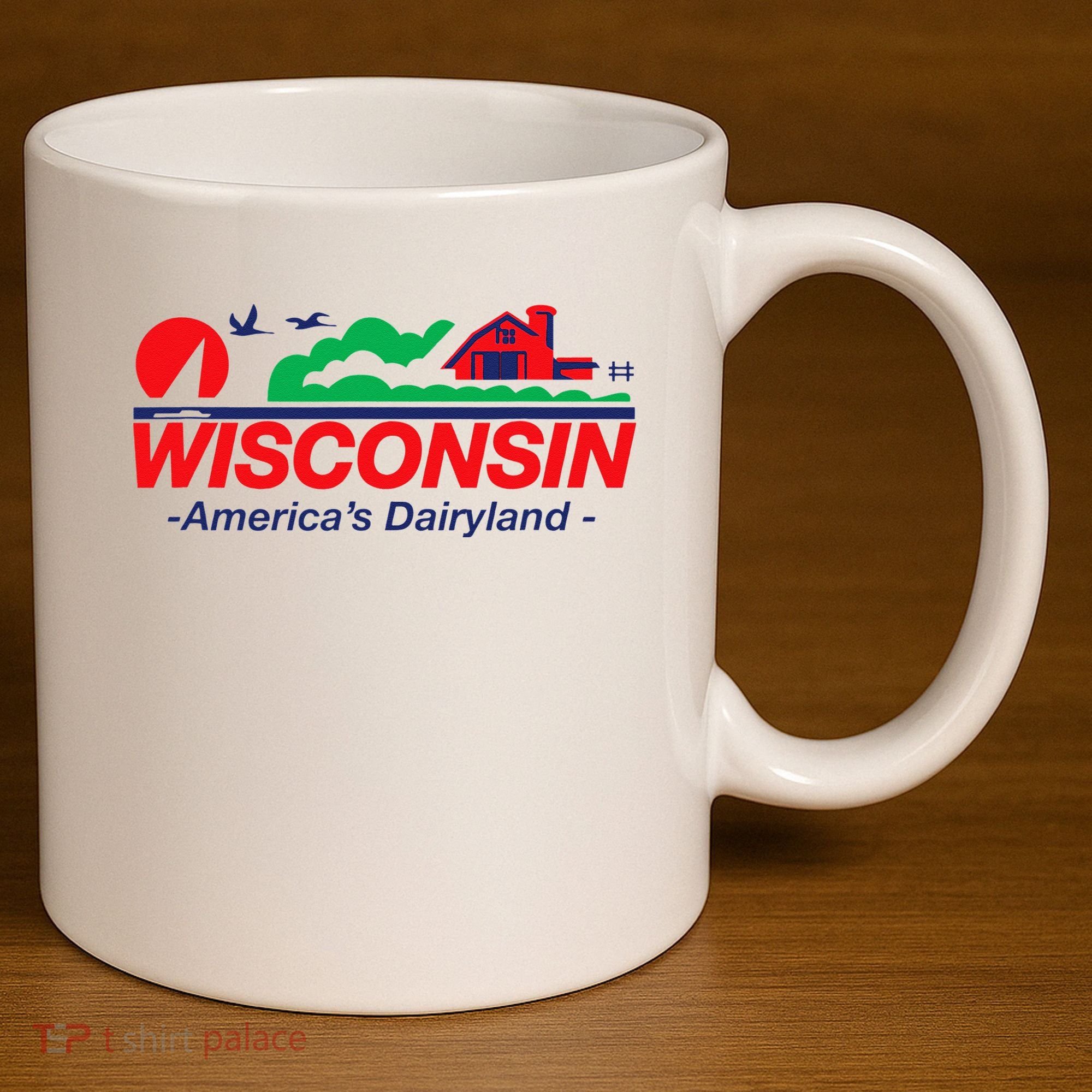 Wisconsin License Plate Americas Dairyland 11oz C Handle Ceramic Mug