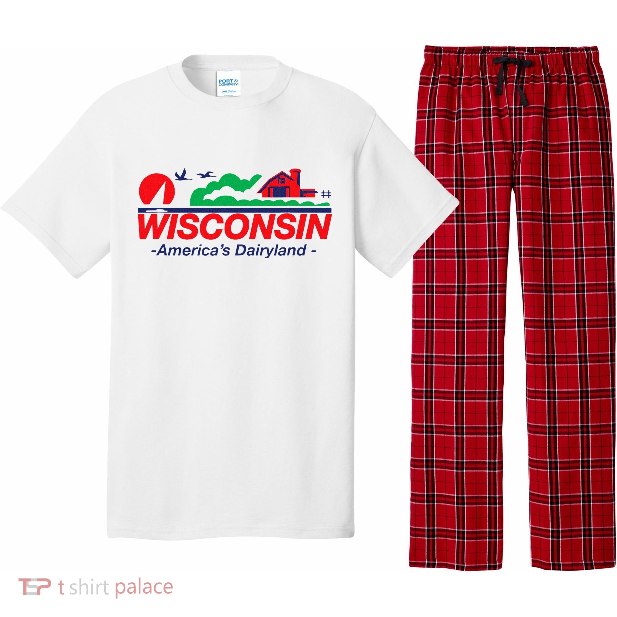 Wisconsin License Plate Americas Dairyland Pajama Set