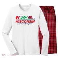 Wisconsin License Plate Americas Dairyland Women's Long Sleeve Flannel Pajama Set  thumb 0
