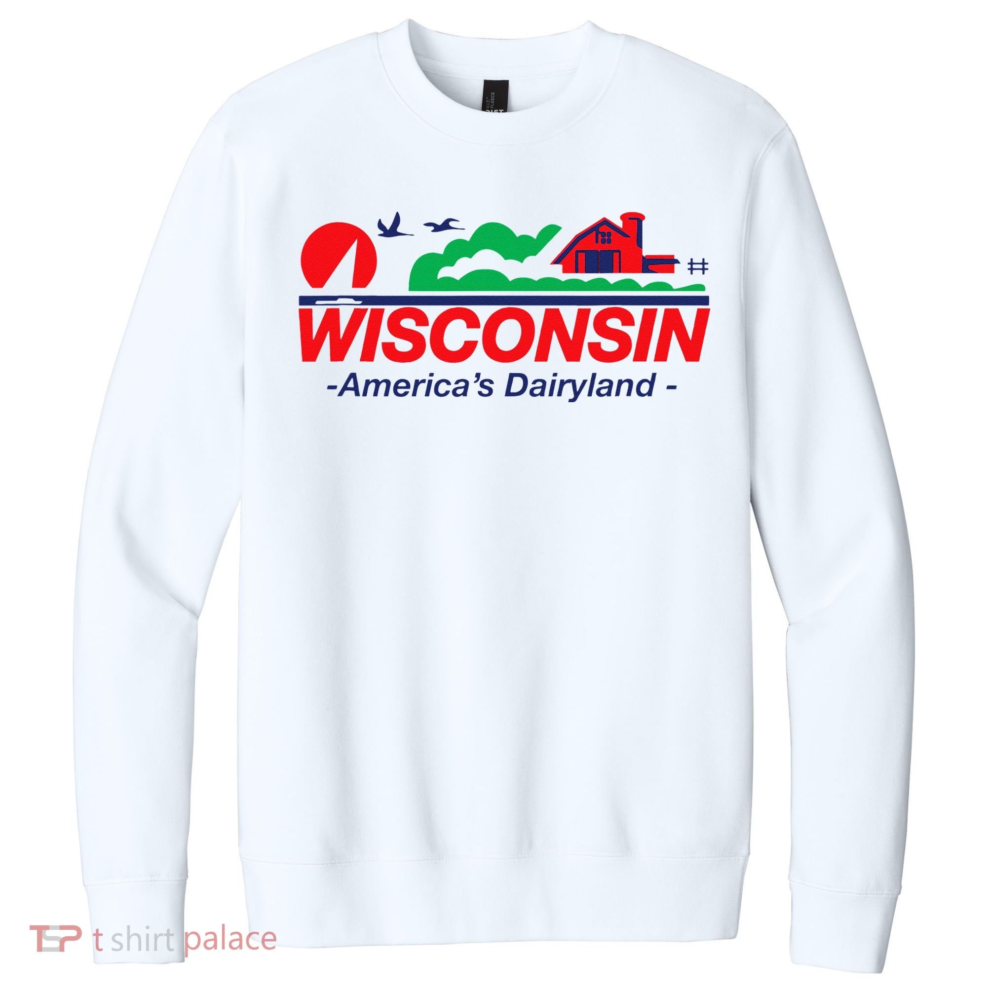 Wisconsin License Plate Americas Dairyland V.I.T. Fleece Crew Sweatshirt