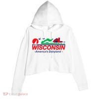 Wisconsin License Plate Americas Dairyland Crop Fleece Hoodie thumb 0