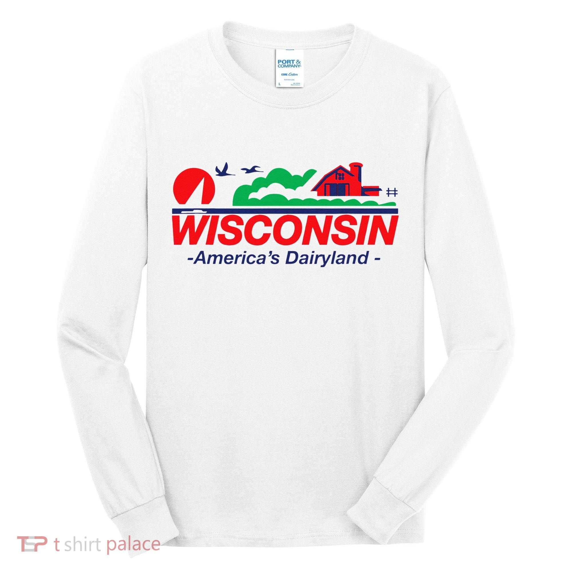 Wisconsin License Plate Americas Dairyland Tall Long Sleeve Shirt