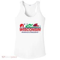 Wisconsin License Plate Americas Dairyland Ladies PosiCharge Competitor Racerback Tank thumb 0