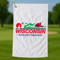 Wisconsin License Plate Americas Dairyland Golf Towel thumb 1