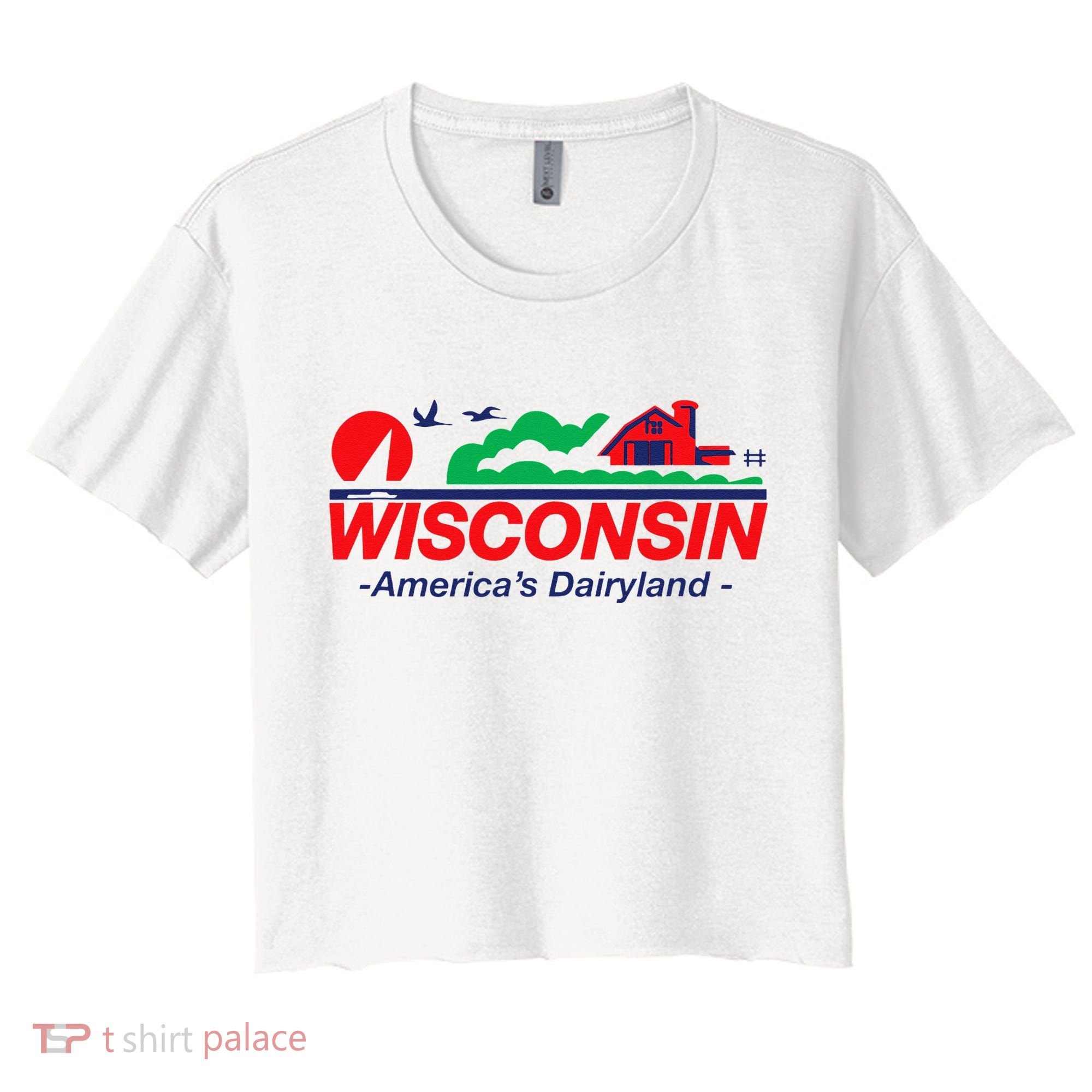 Wisconsin License Plate Americas Dairyland Women's Crop Top Tee