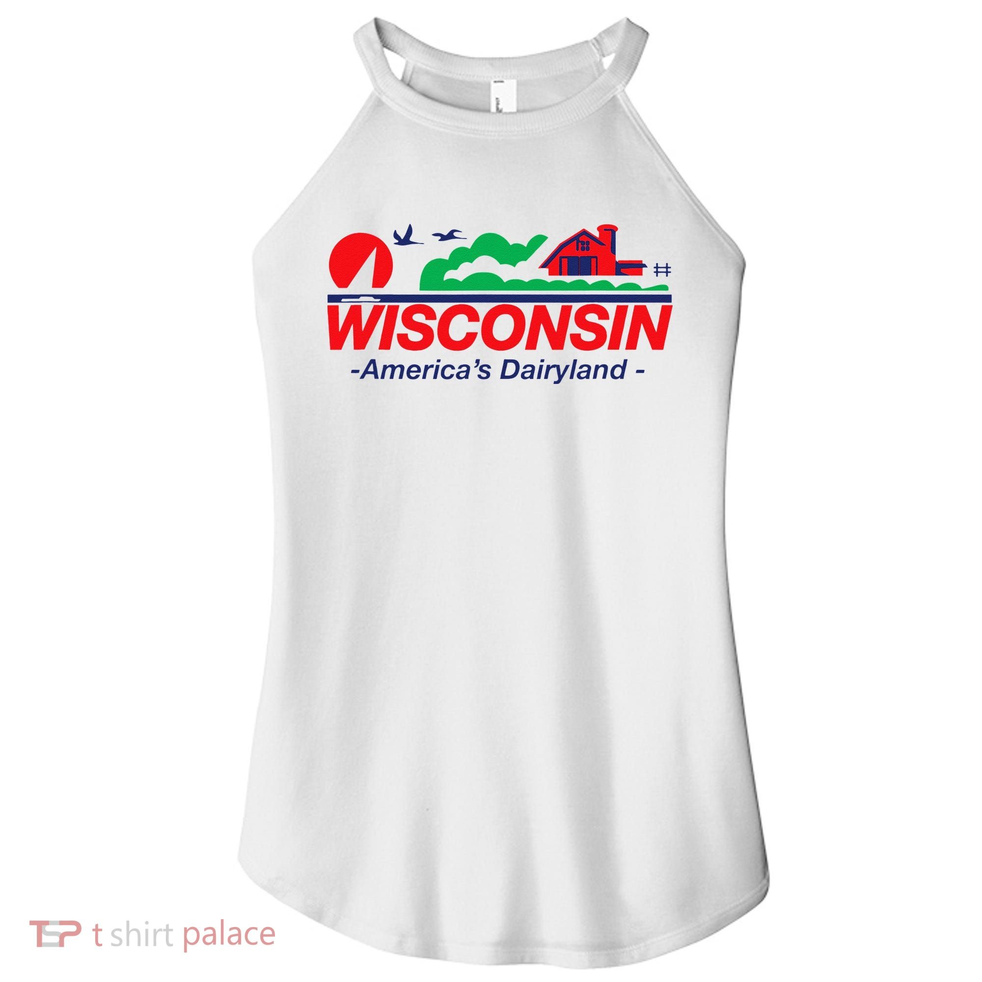 Wisconsin License Plate Americas Dairyland Women's Perfect Tri Rocker Tank