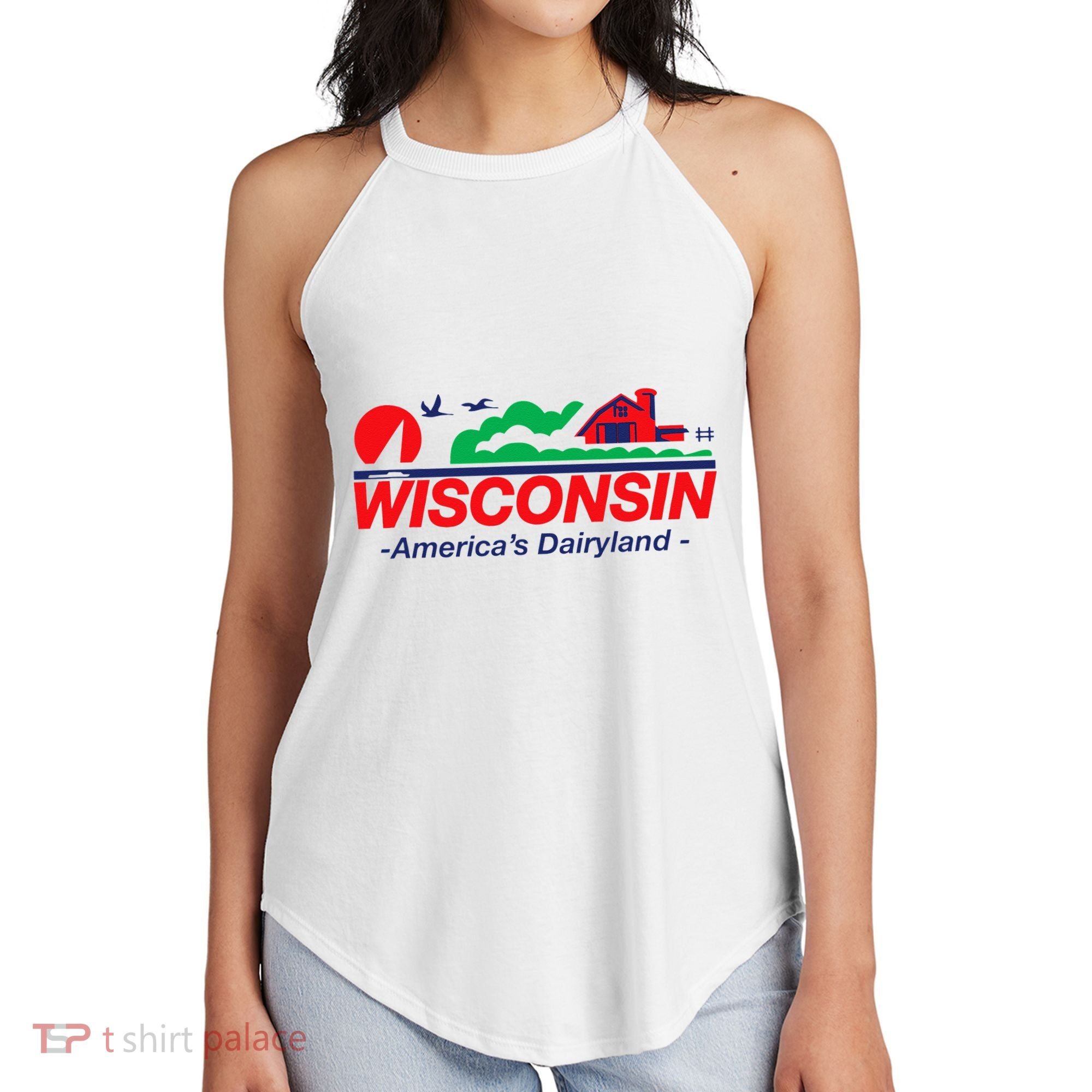 Wisconsin License Plate Americas Dairyland Women's Perfect Tri Rocker Tank