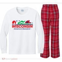 Wisconsin License Plate Americas Dairyland Kids Long Sleeve Plaid Pajama Set thumb 0