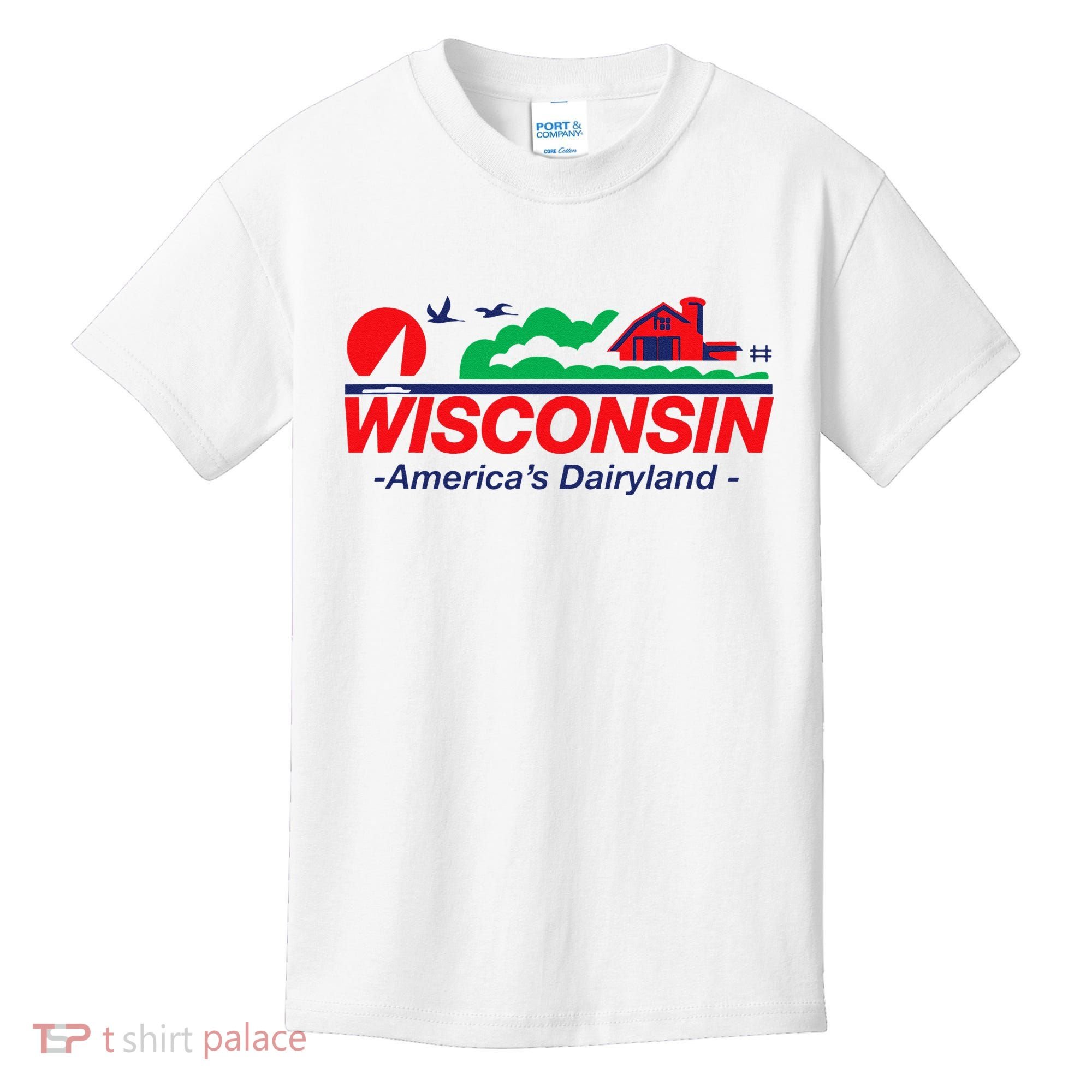 Wisconsin License Plate Americas Dairyland Kids T-Shirt