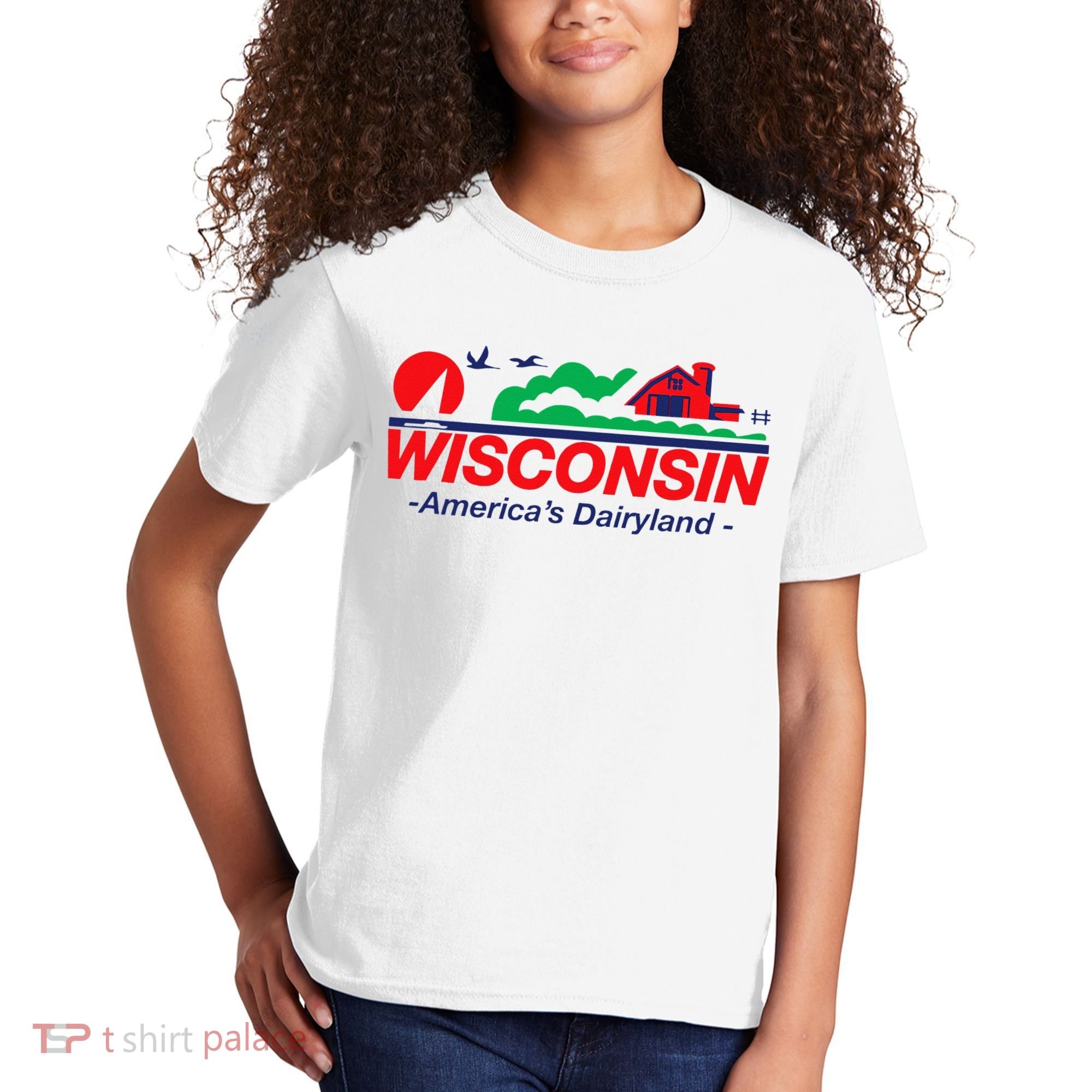 Wisconsin License Plate Americas Dairyland Kids T-Shirt