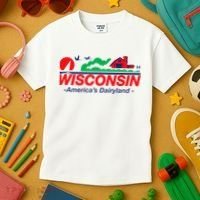 Wisconsin License Plate Americas Dairyland Kids T-Shirt thumb 3