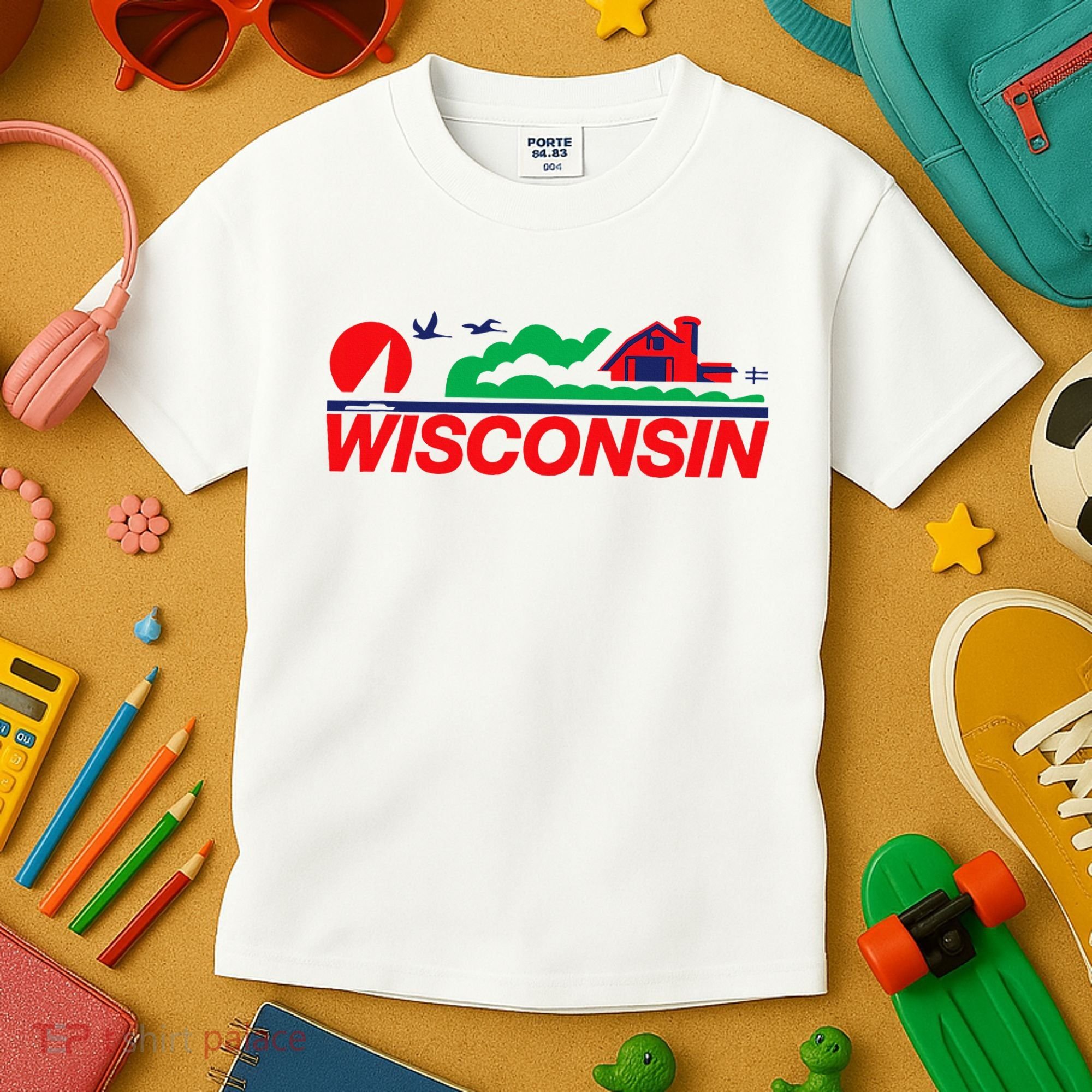 Wisconsin License Plate Kids T-Shirt