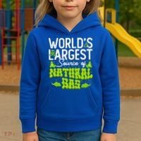 WorldS Largest Source Of Natural Gas Funny Fart Machine Gift Kids Hoodie thumb 3