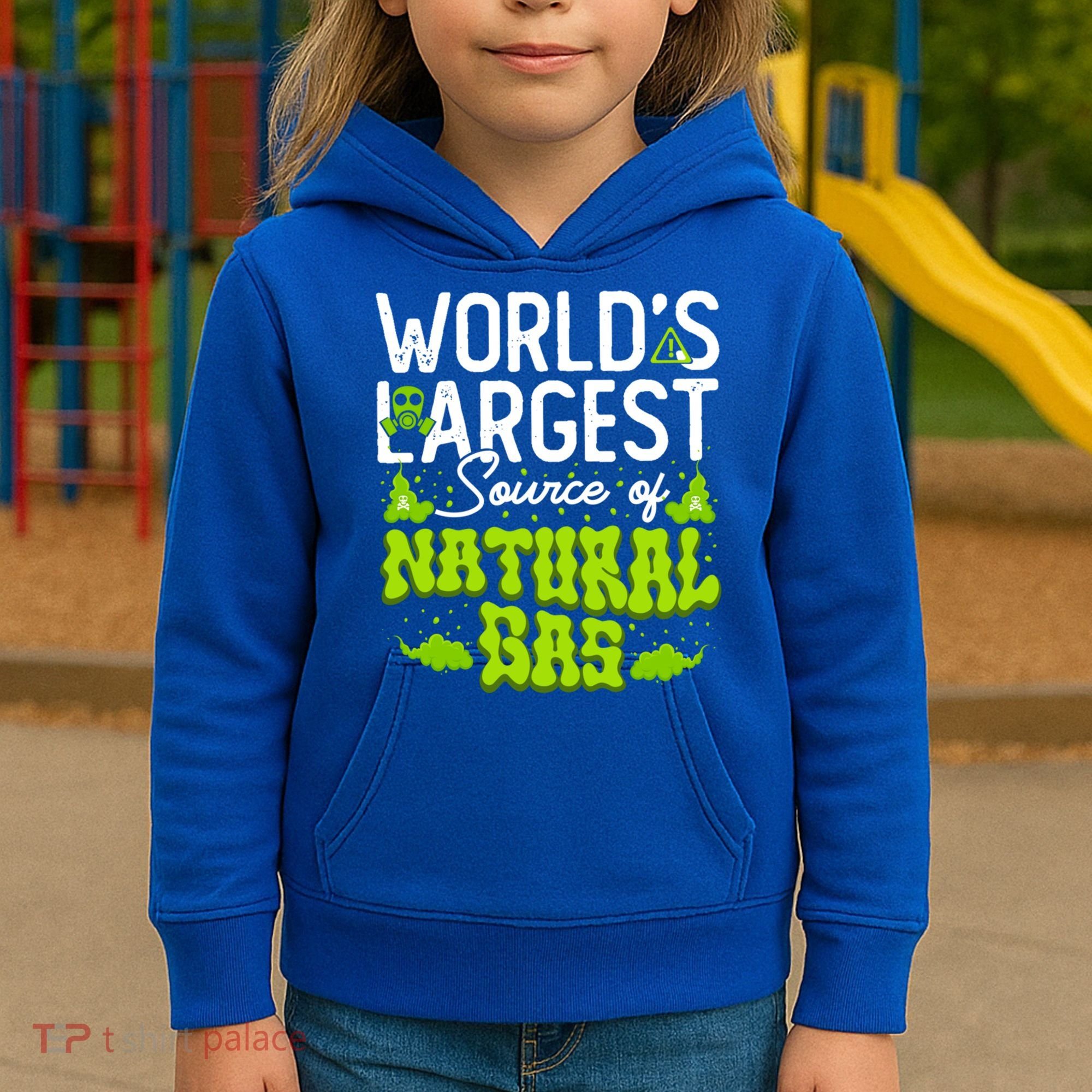 WorldS Largest Source Of Natural Gas Funny Fart Machine Gift Kids Hoodie