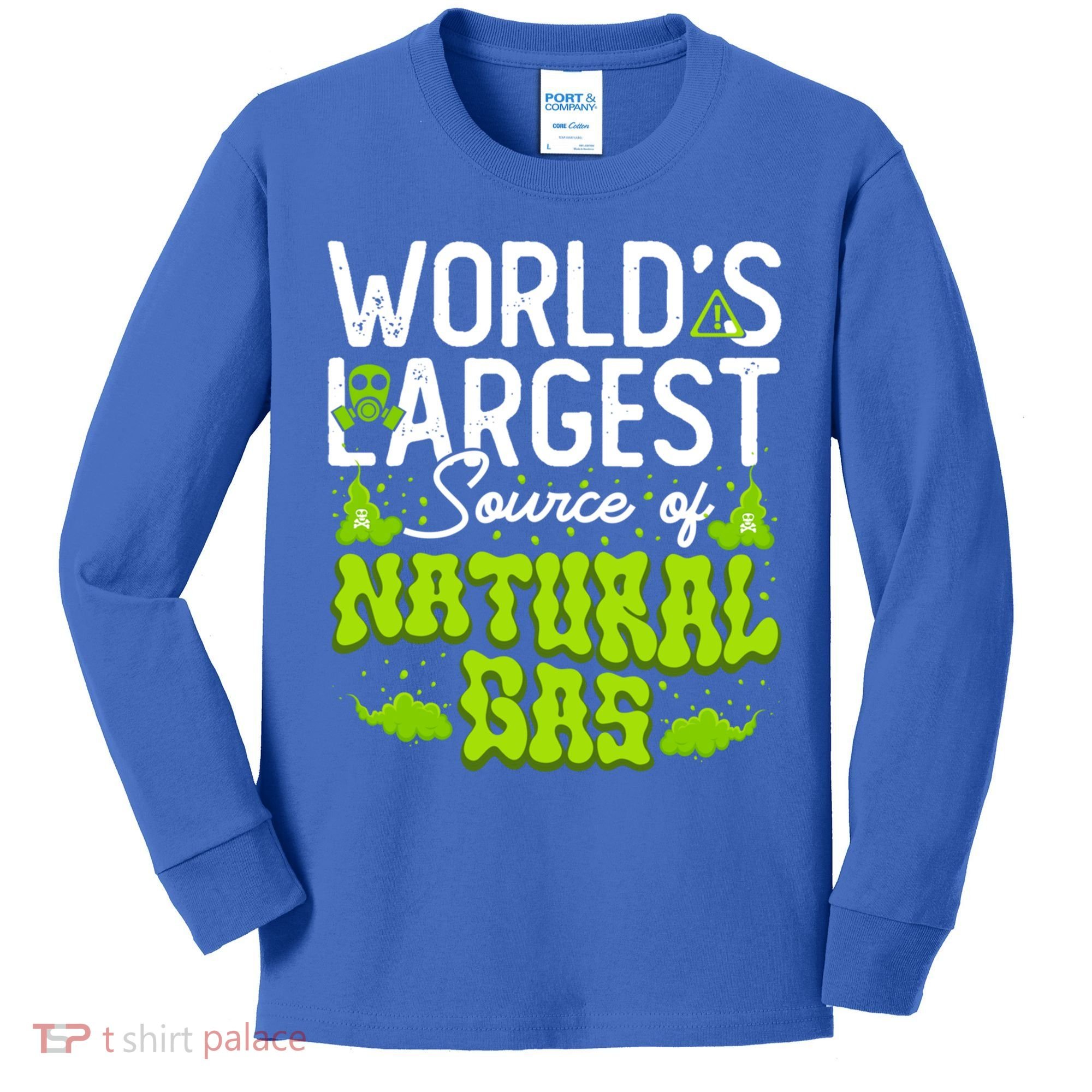WorldS Largest Source Of Natural Gas Funny Fart Machine Gift Kids Long Sleeve Shirt