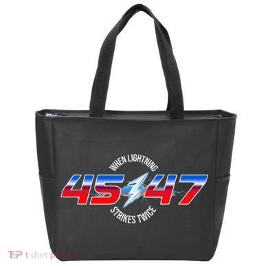 When Lightning Strikes Twice 45 47 Trump Reelection Tote Bag